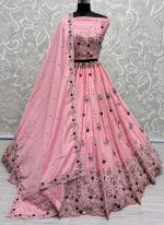 Silk Pink Wedding Wear Embroidery Work Lehenga Choli